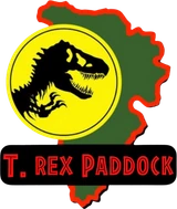 The T. rex Paddock dinosaur logo